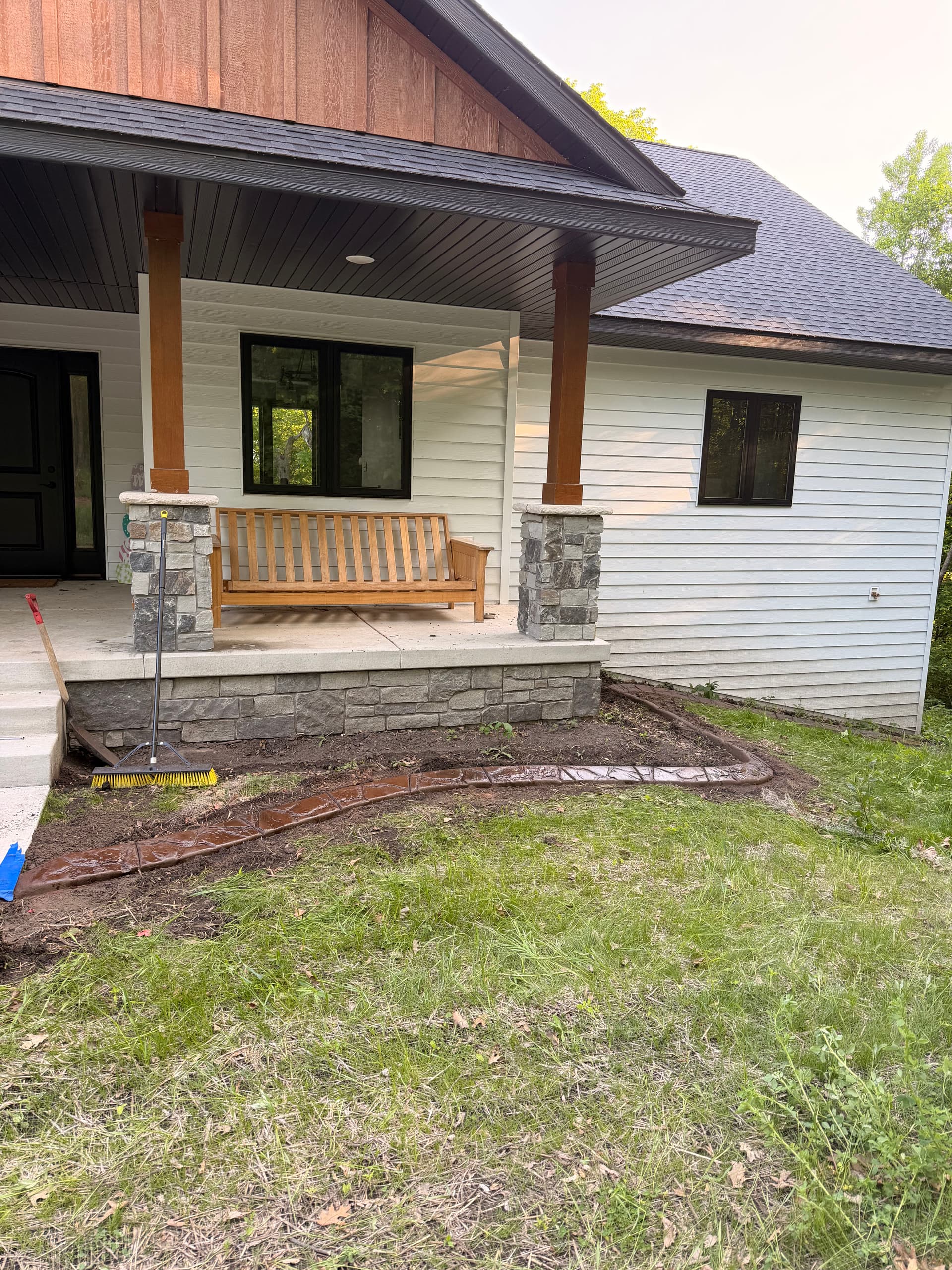 Concrete Curbing with Granite Slate Stamp in Paynesville
